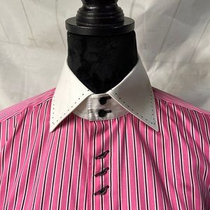 Bertigo Mens double high collar button down dress shirt with french cuffs